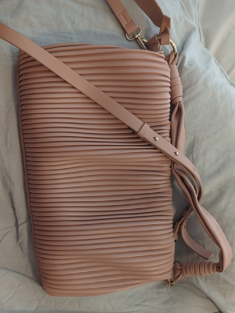 Jason Wu Vegan Leather Pleated Shoulder Bag in Blush Pink